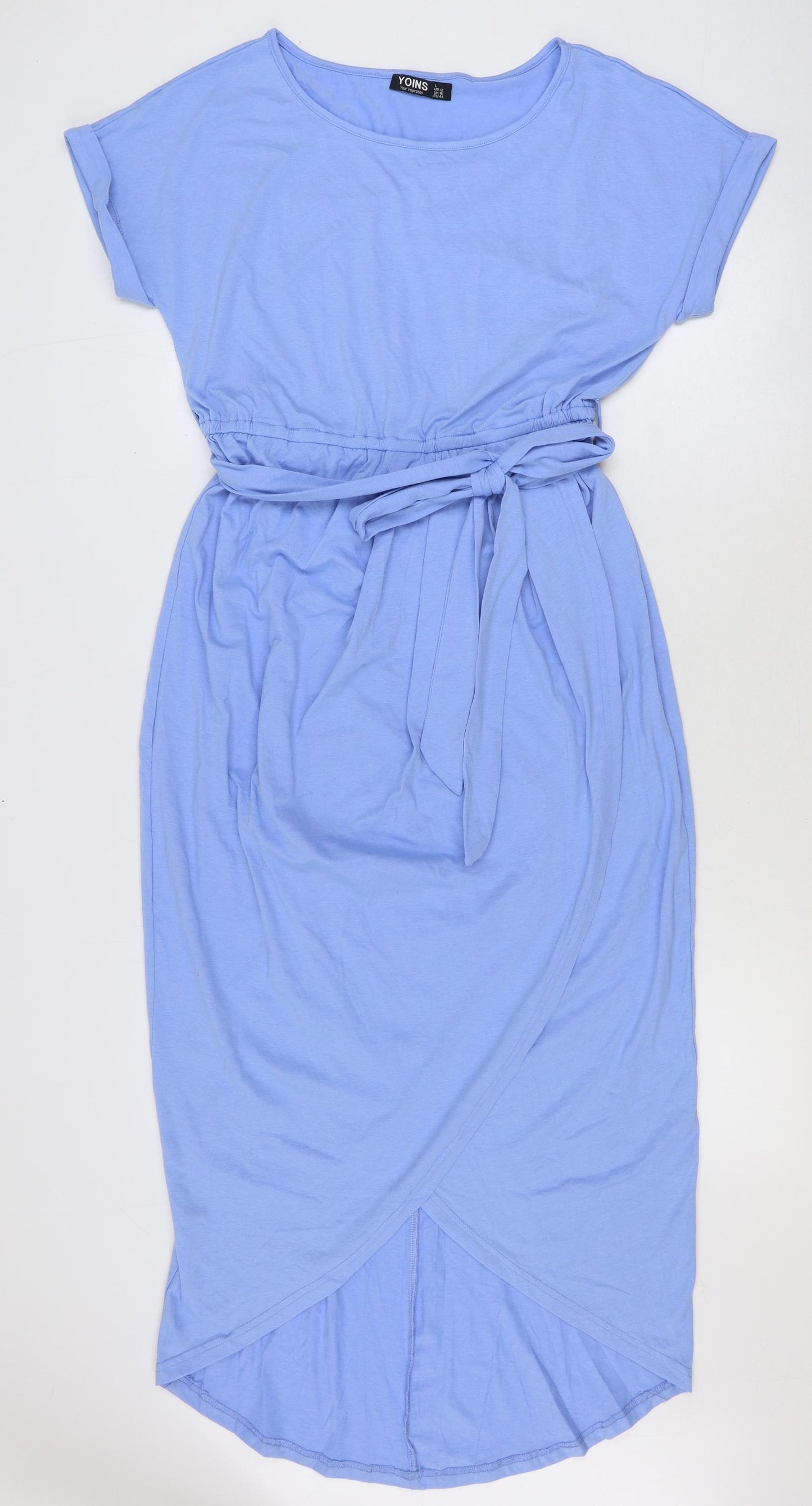 Yoins Womens Blue Cotton T-Shirt Dress Size 16 Boat Neck Pullover