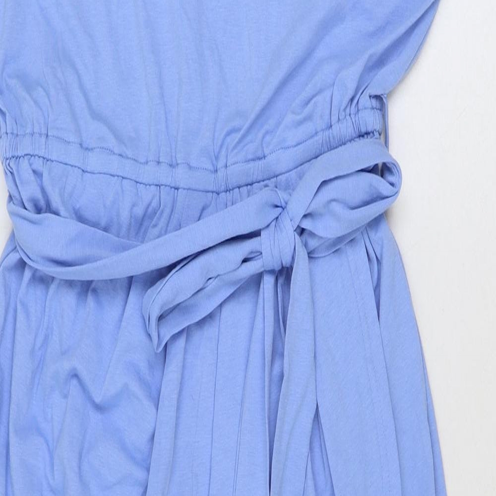 Yoins Womens Blue Cotton T-Shirt Dress Size 16 Boat Neck Pullover