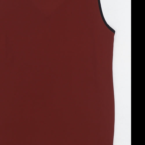 Marks and Spencer Womens Brown Polyester Basic Tank Size 10 V-Neck