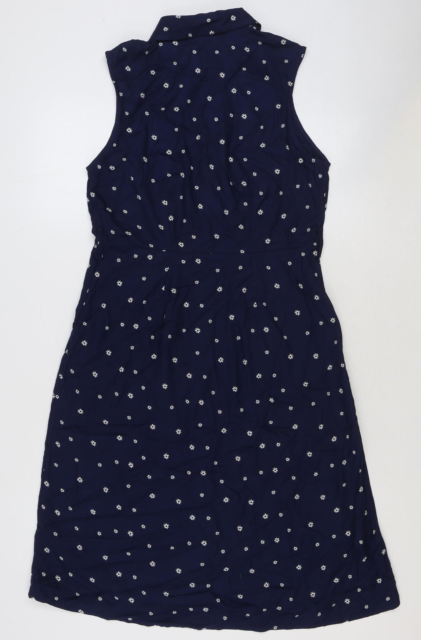 TU Womens Blue Floral Viscose Shirt Dress Size 10 Collared Button