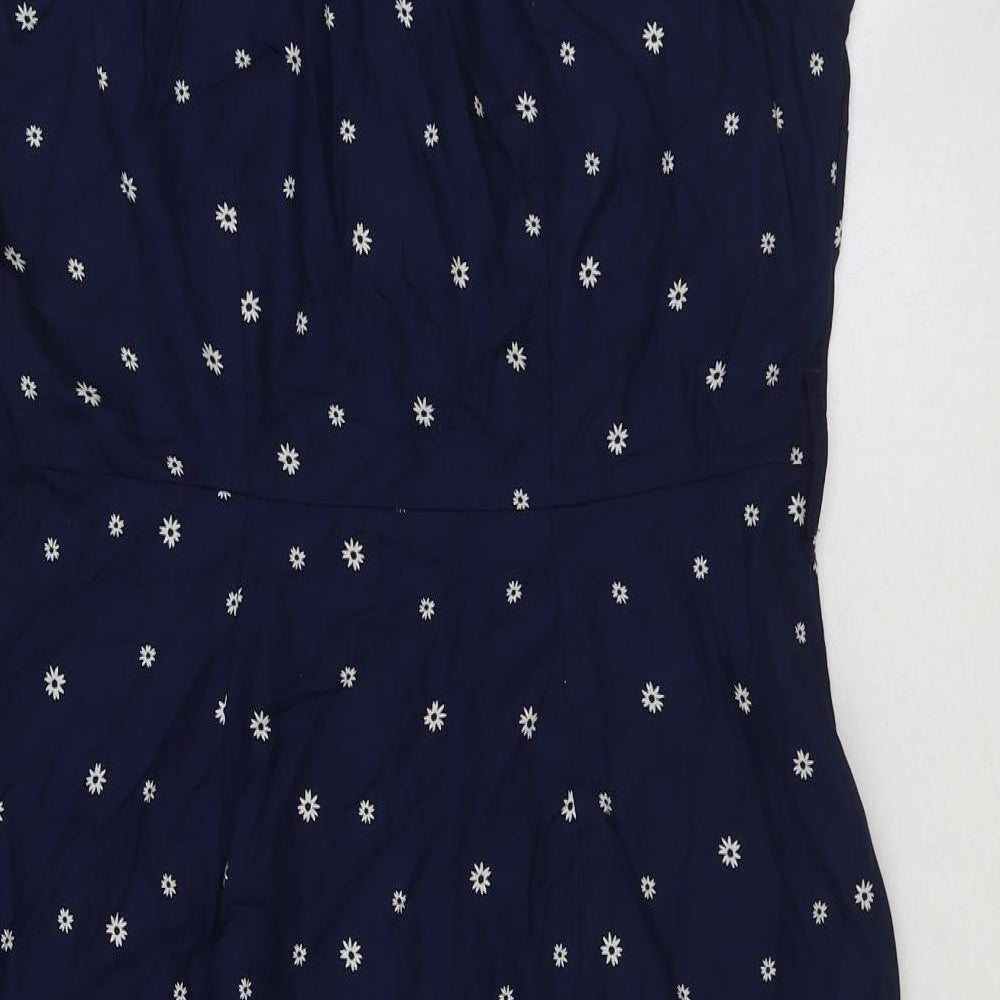 TU Womens Blue Floral Viscose Shirt Dress Size 10 Collared Button