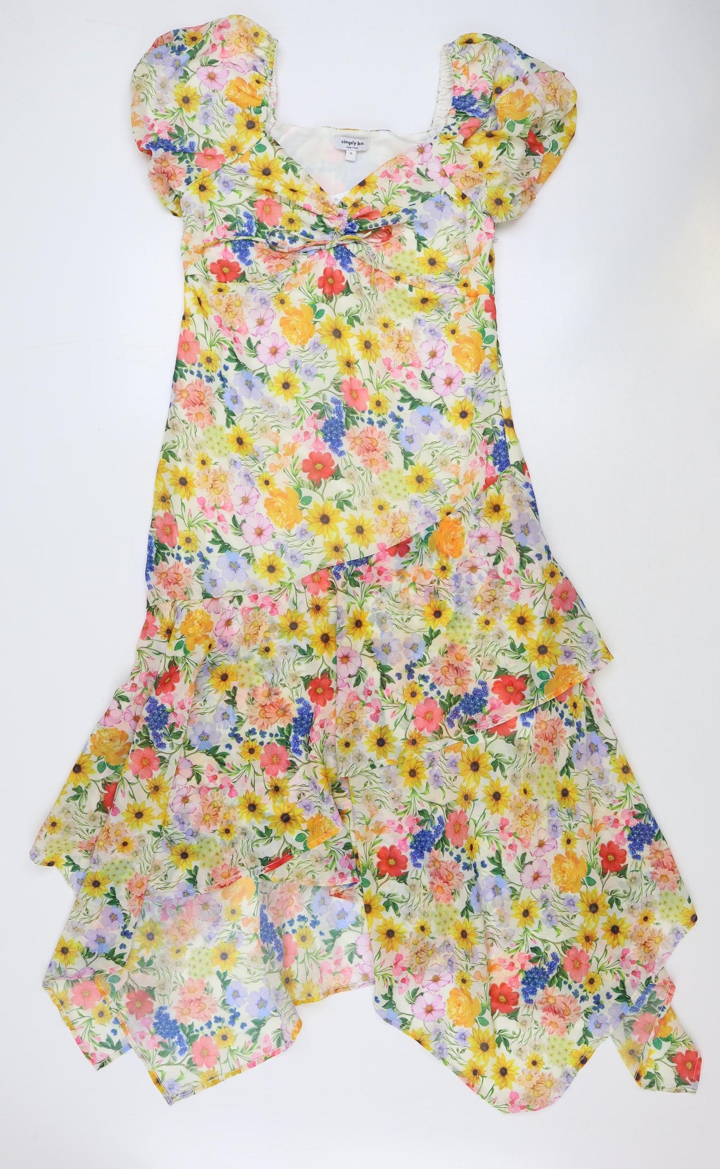 Simply Be Womens Multicoloured Floral Polyester A-Line Size 10 Sweetheart Zip