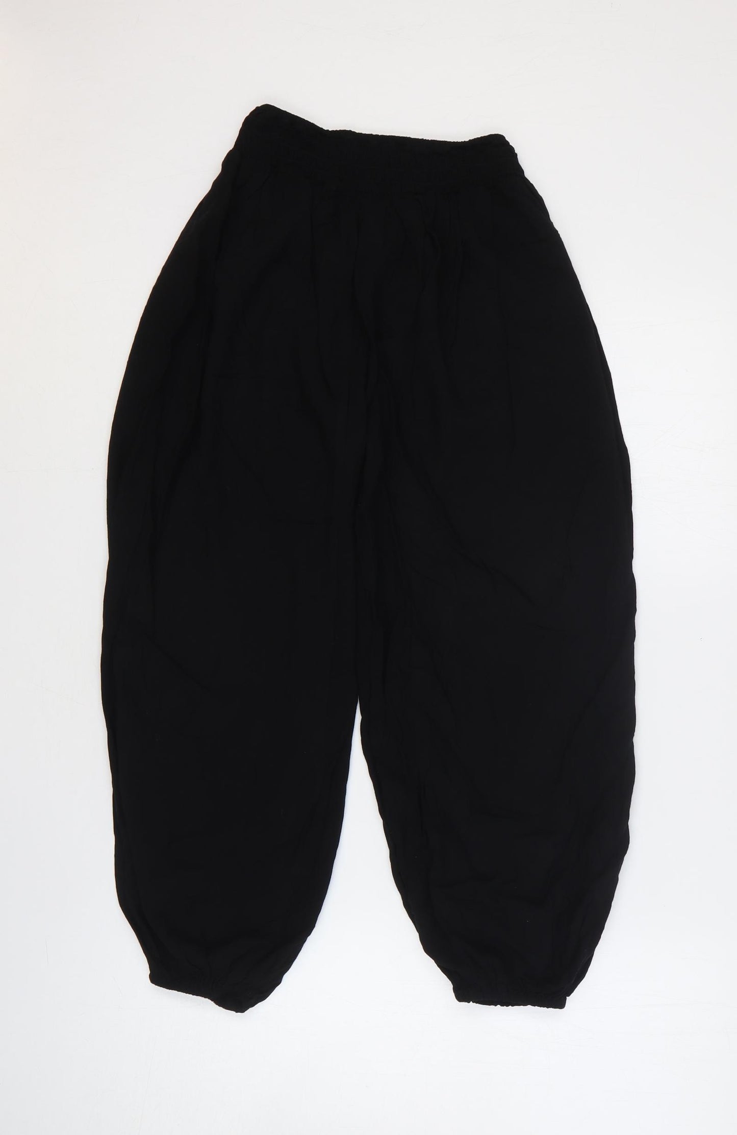 Marks and Spencer Womens Black Viscose Trousers Size S Regular