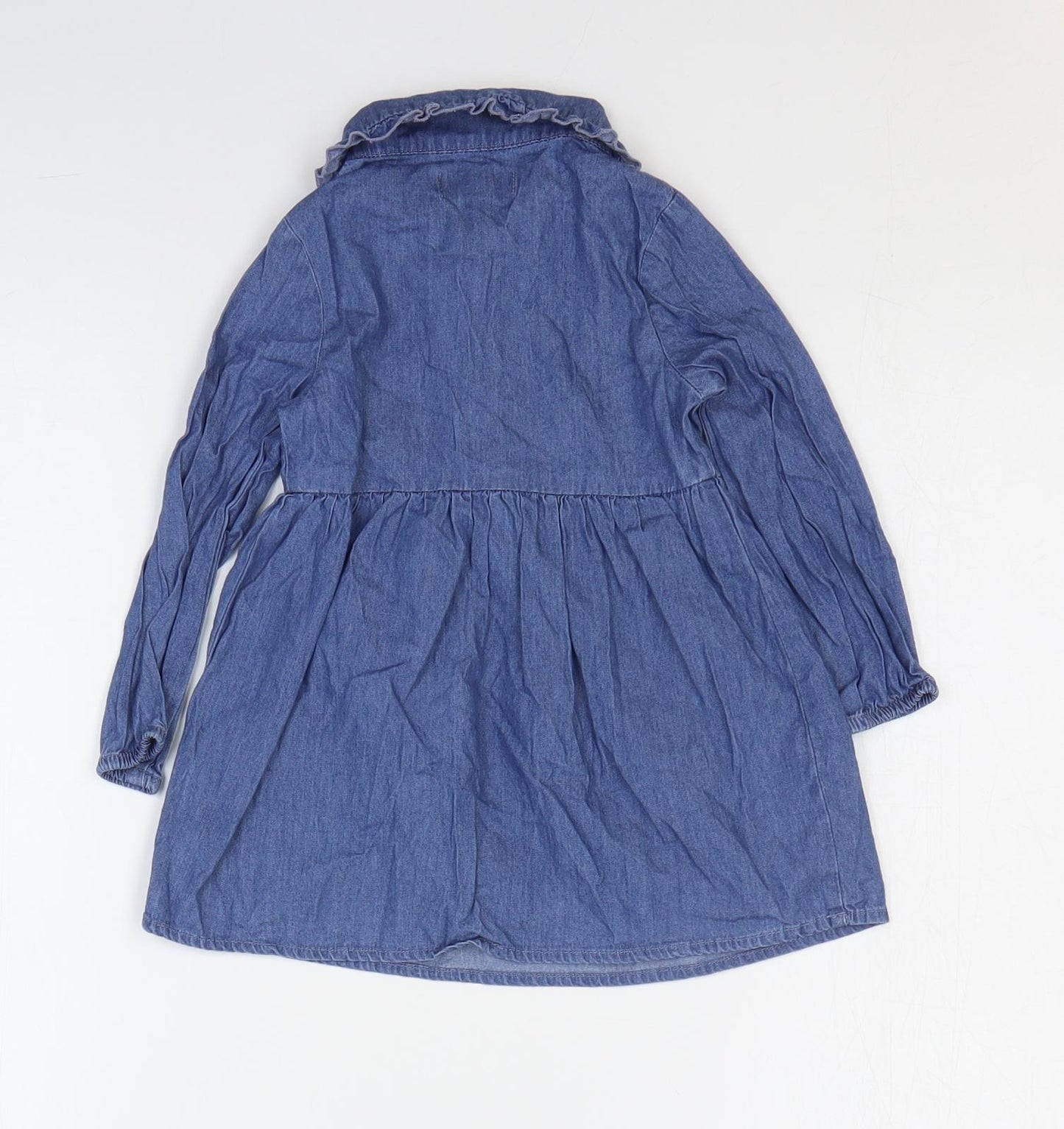 Primark Girls Blue Cotton Basic Blouse Size 18-24 Months Collared Pullover