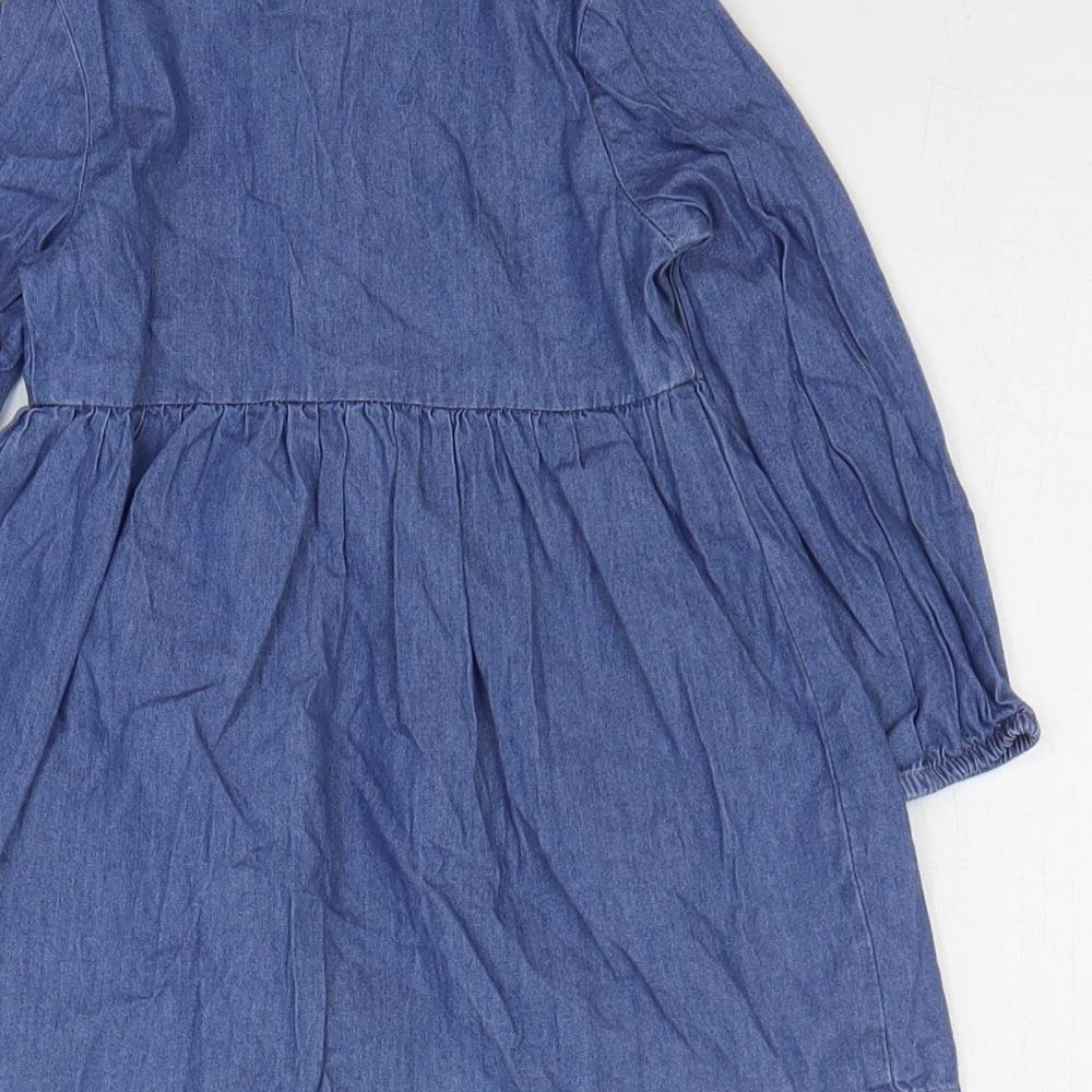 Primark Girls Blue Cotton Basic Blouse Size 18-24 Months Collared Pullover