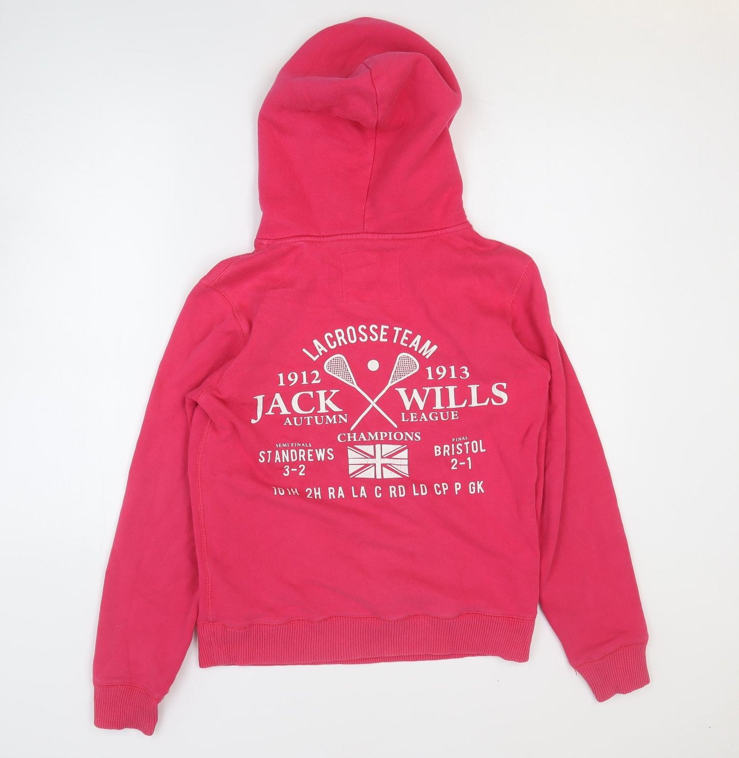Jack Wills Womens Pink Cotton Pullover Hoodie Size 10 Pullover