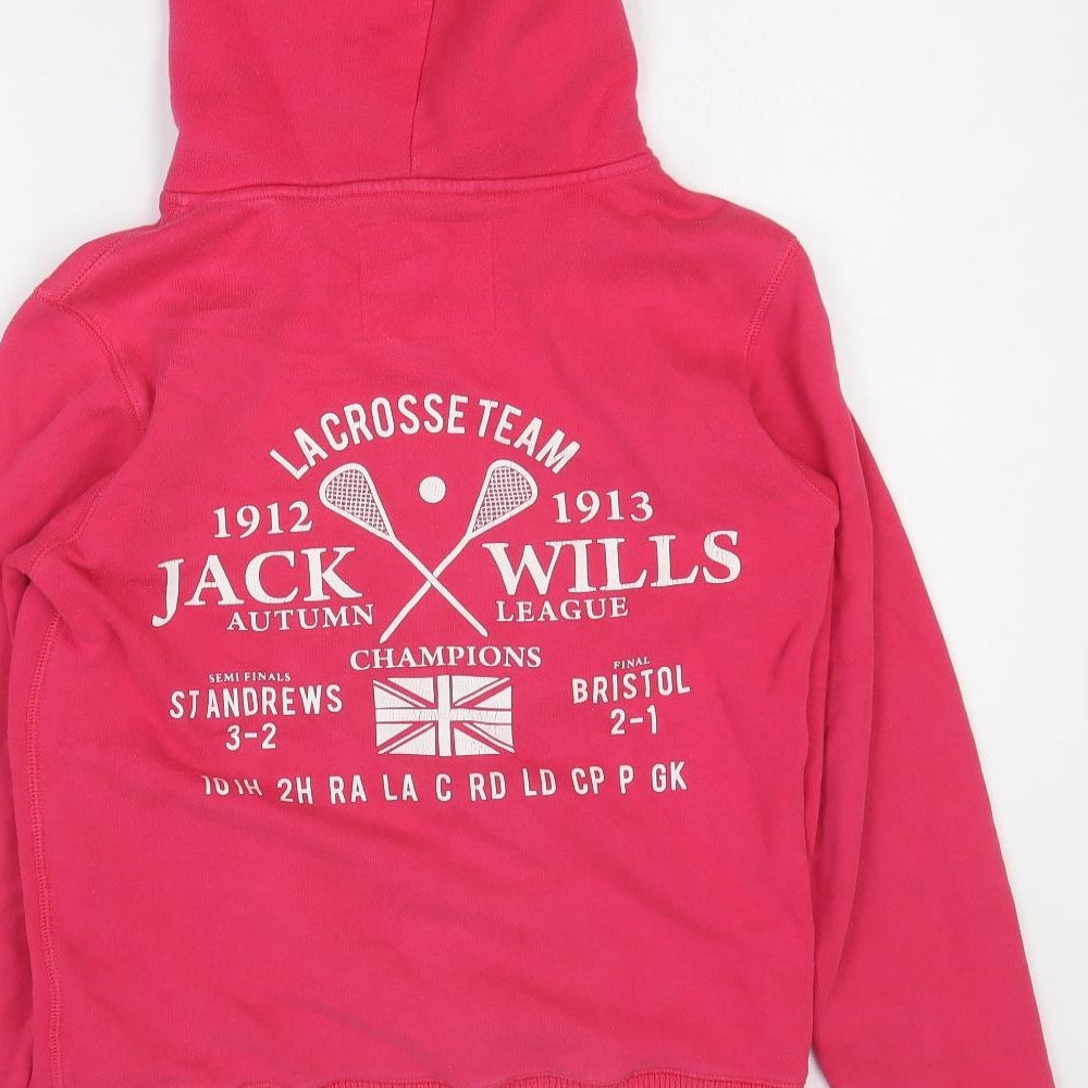 Jack Wills Womens Pink Cotton Pullover Hoodie Size 10 Pullover