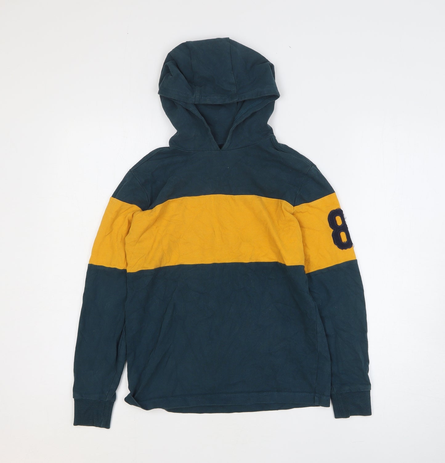 NEXT Boys Green Colourblock 100% Cotton Pullover Hoodie Size 11 Years Pullover