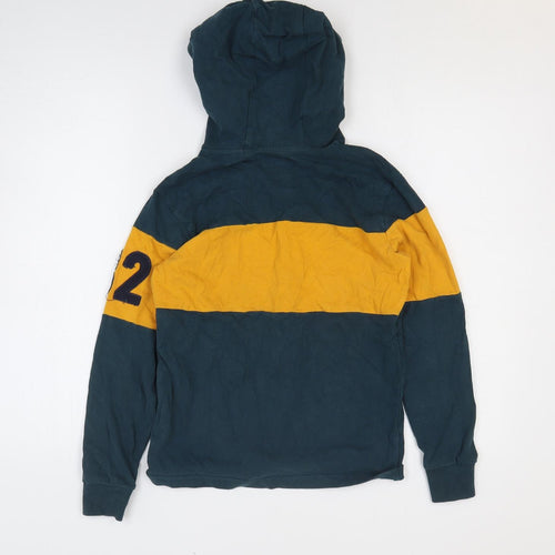 NEXT Boys Green Colourblock 100% Cotton Pullover Hoodie Size 11 Years Pullover