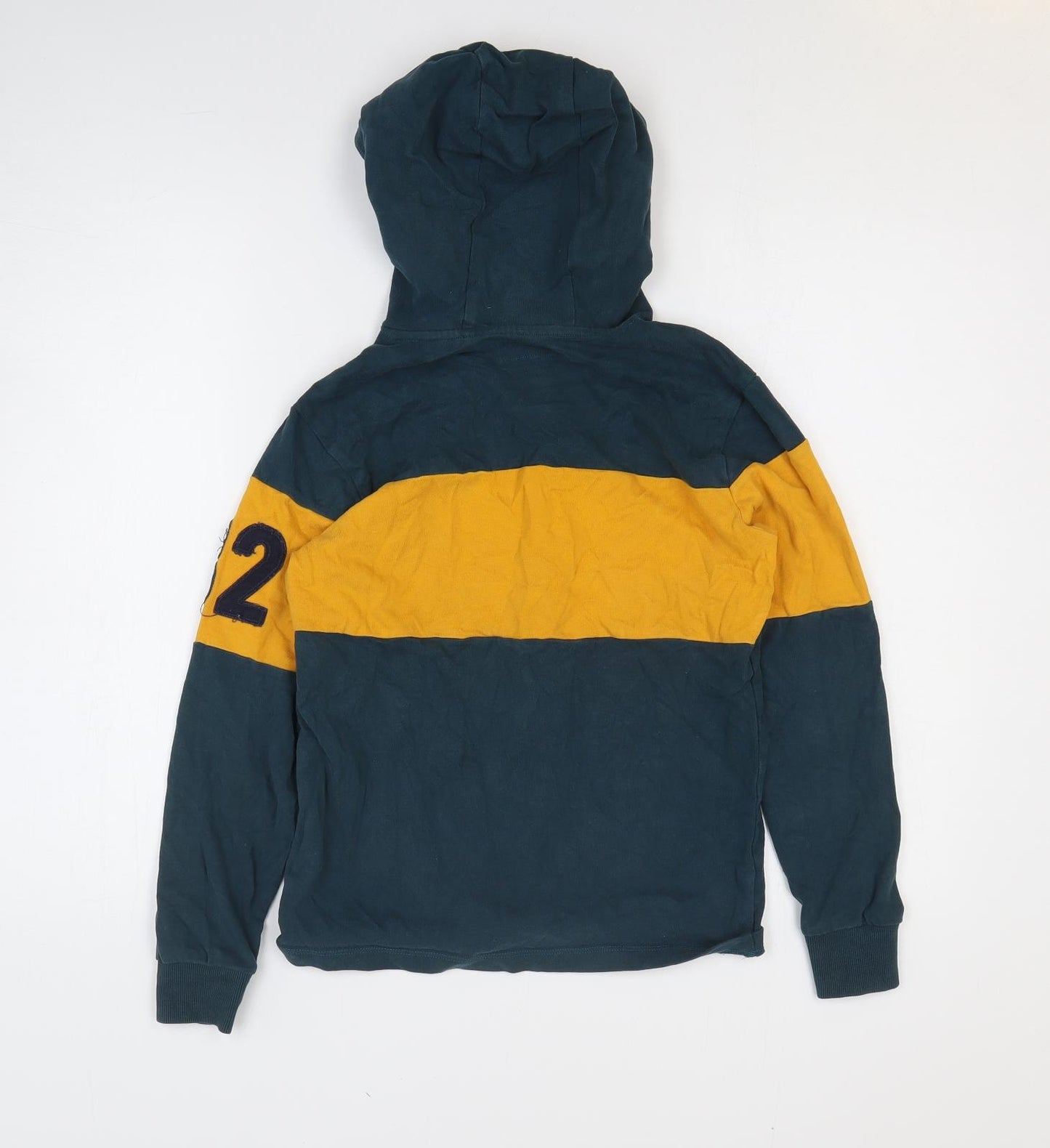 NEXT Boys Green Colourblock 100% Cotton Pullover Hoodie Size 11 Years Pullover
