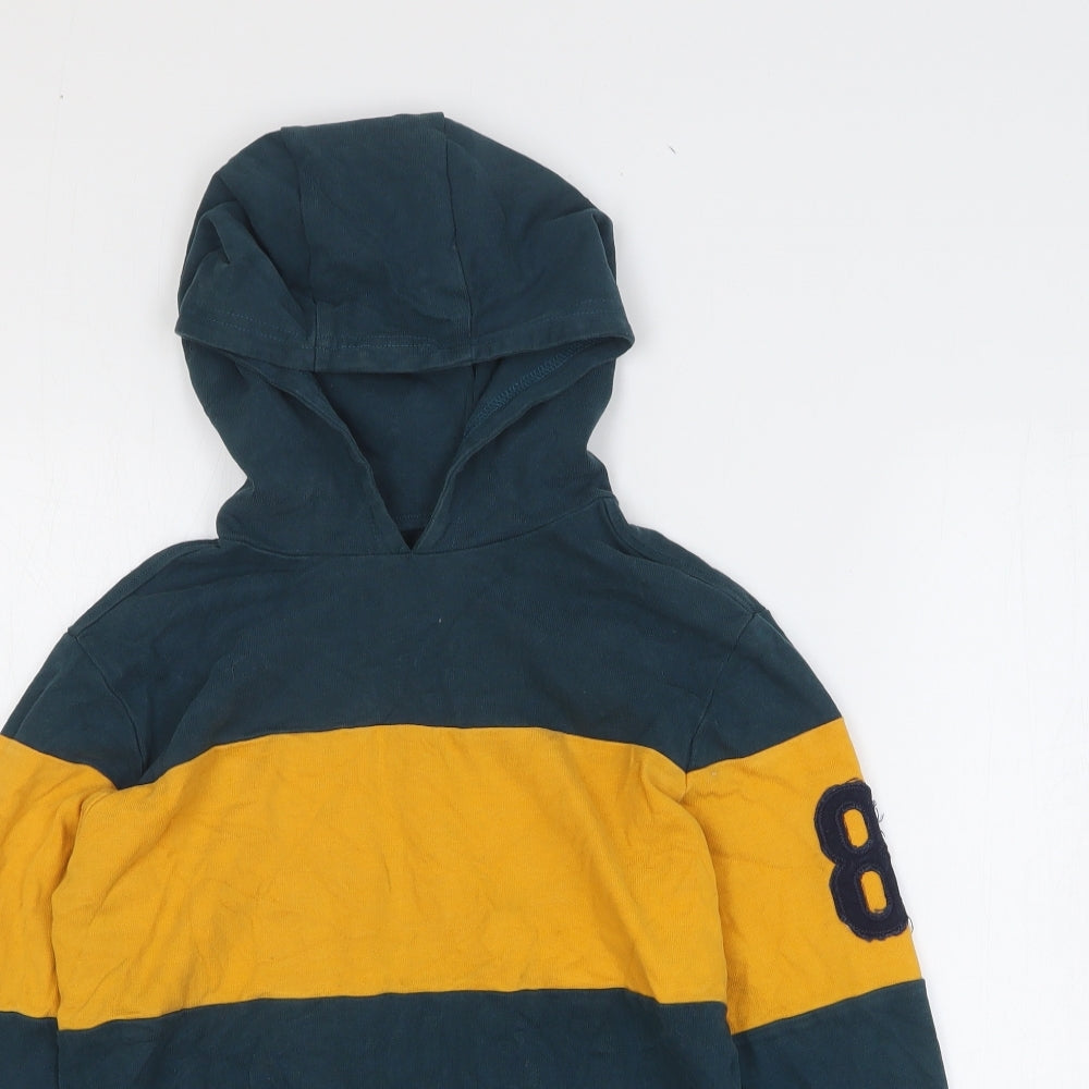 NEXT Boys Green Colourblock 100% Cotton Pullover Hoodie Size 11 Years Pullover