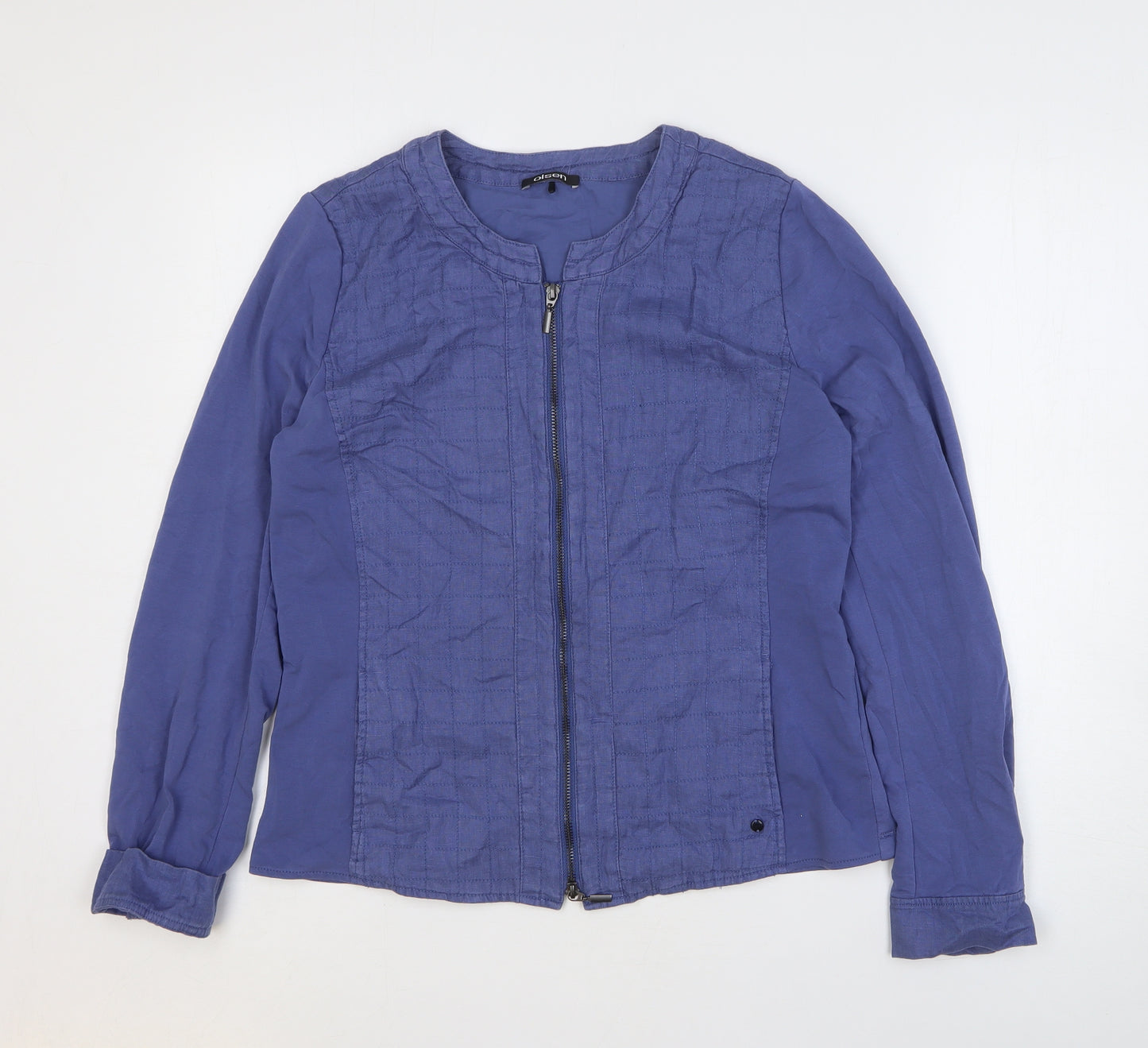 Olsen Womens Blue Jacket Size 14 Zip