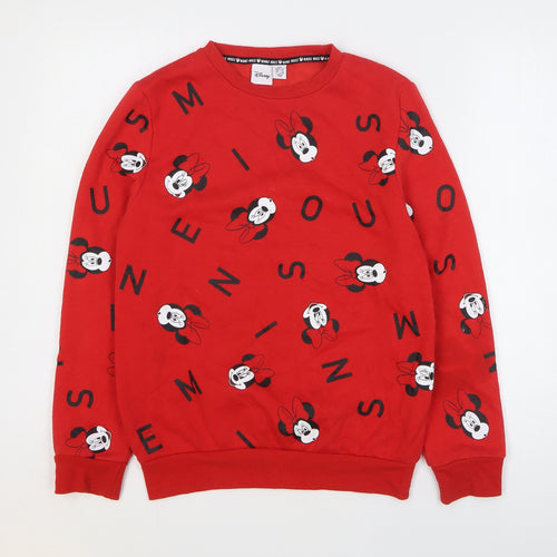 Disney Womens Red Geometric Polyester Pullover Sweatshirt Size 2XS Pullover - Minnie Mouse