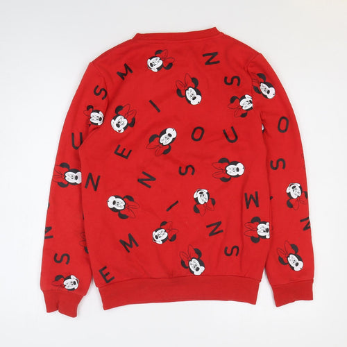 Disney Womens Red Geometric Polyester Pullover Sweatshirt Size 2XS Pullover - Minnie Mouse