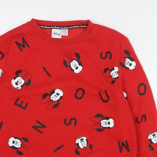Disney Womens Red Geometric Polyester Pullover Sweatshirt Size 2XS Pullover - Minnie Mouse