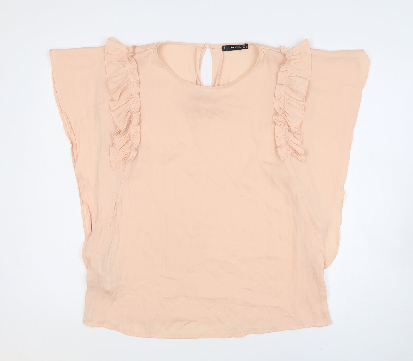 Mango Womens Pink Polyester Basic Blouse Size L Round Neck