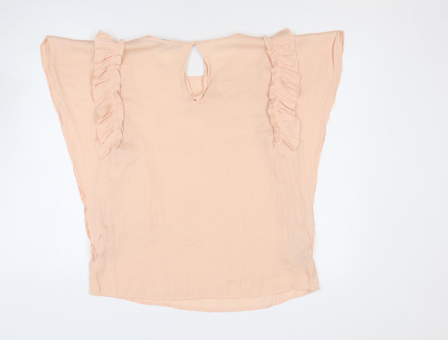 Mango Womens Pink Polyester Basic Blouse Size L Round Neck