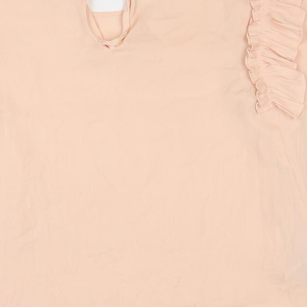 Mango Womens Pink Polyester Basic Blouse Size L Round Neck