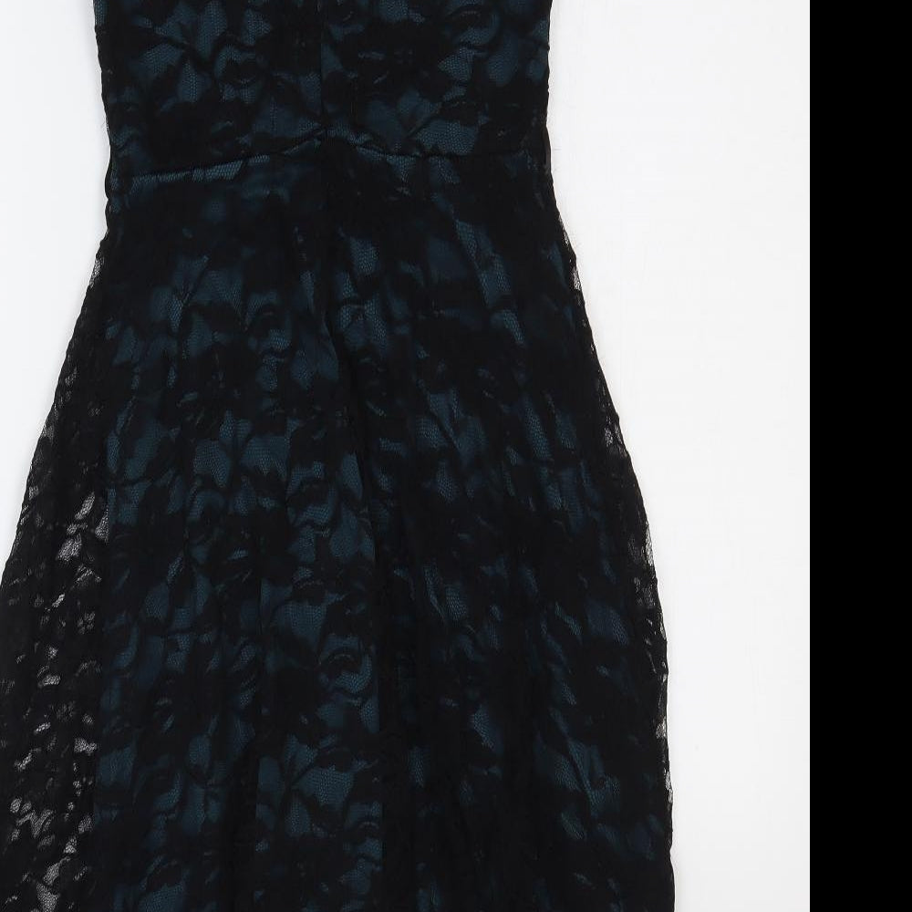 BHS Womens Black Polyester Fit & Flare Size 10 V-Neck