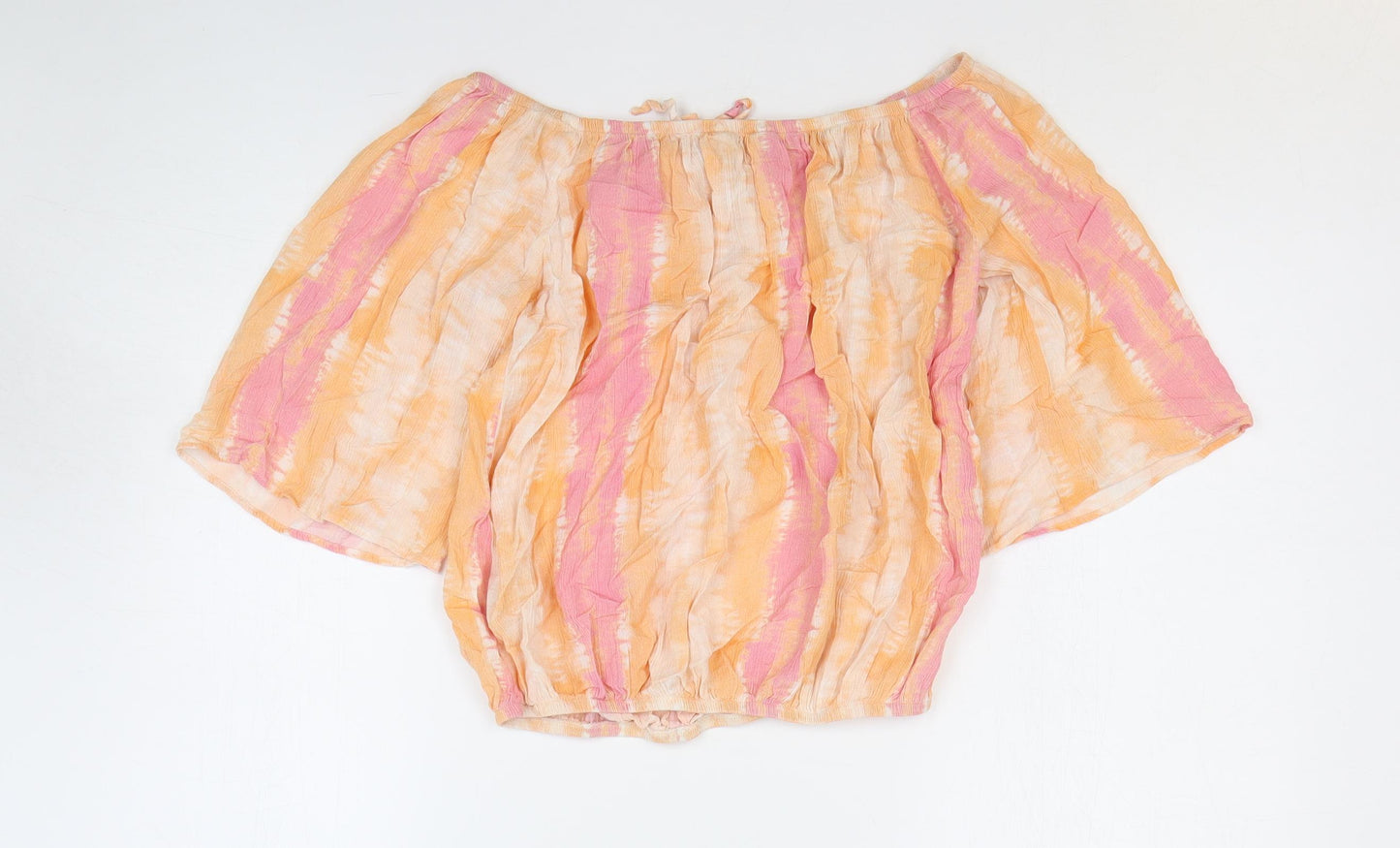 F&F Womens Orange Geometric Polyester Basic T-Shirt Size 8 Off the Shoulder