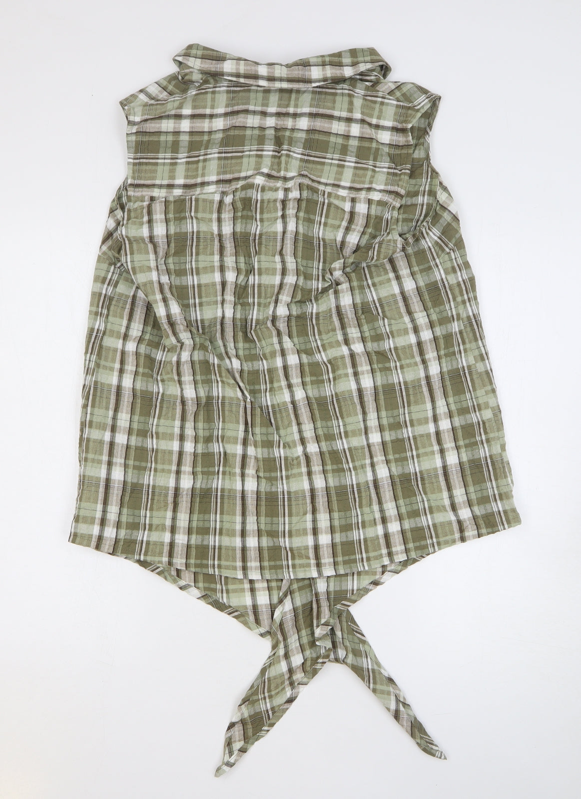 Julipa Womens Green Geometric 100% Cotton Basic Tank Size 18 V-Neck