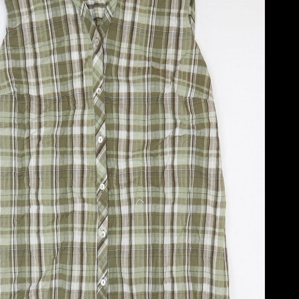 Julipa Womens Green Geometric 100% Cotton Basic Tank Size 18 V-Neck