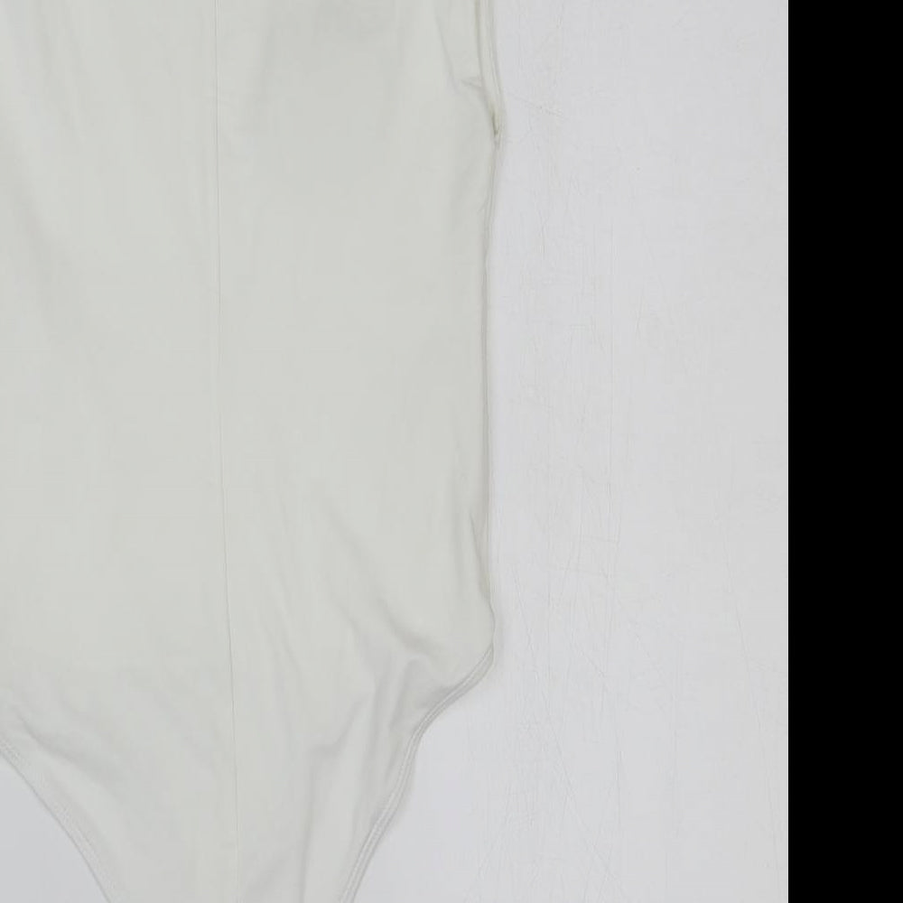 Zara Womens White Polyester Bodysuit One-Piece Size S Buckle