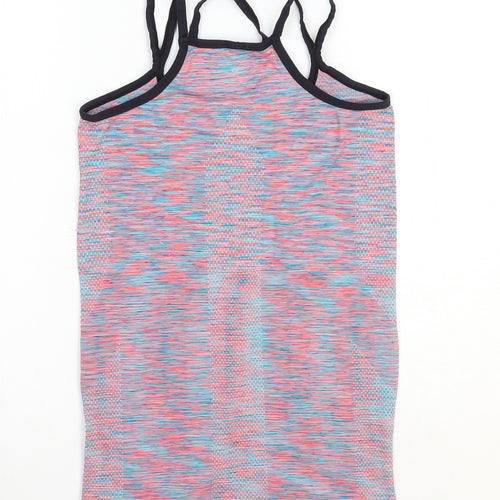Primark Womens Multicoloured Polyester Basic Tank Size 10 Scoop Neck Pullover - Cross Strap Detail