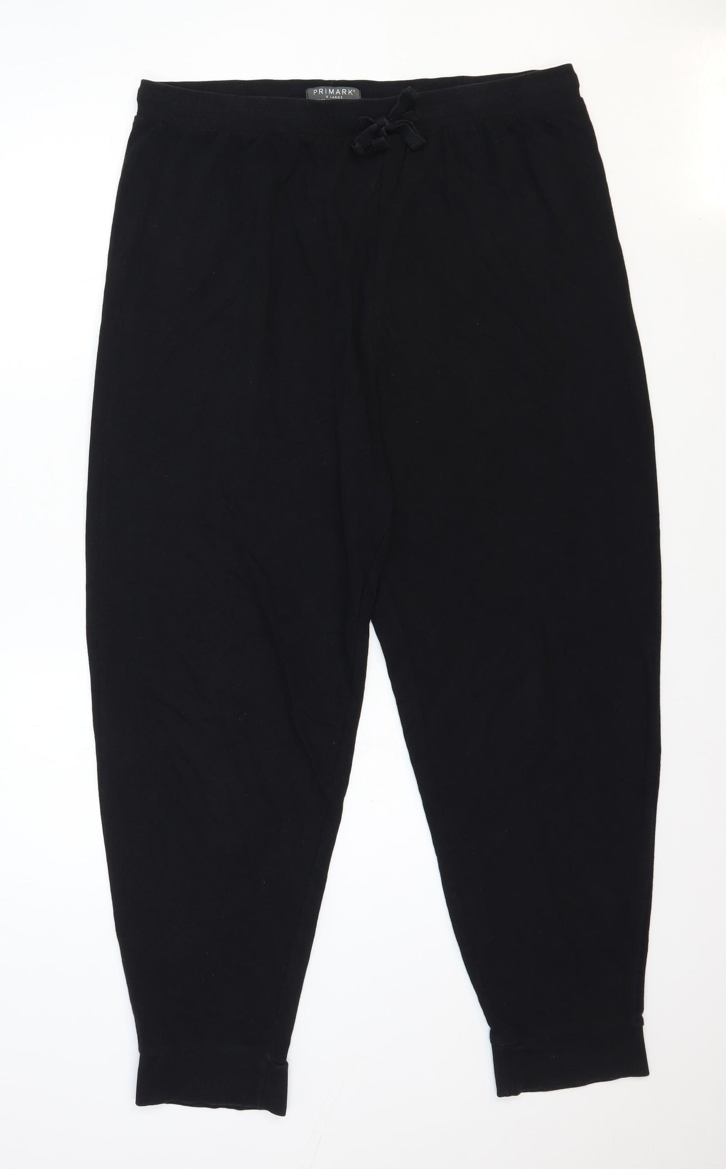 Primark Womens Black Cotton Jogger Trousers Size XL Regular Drawstring