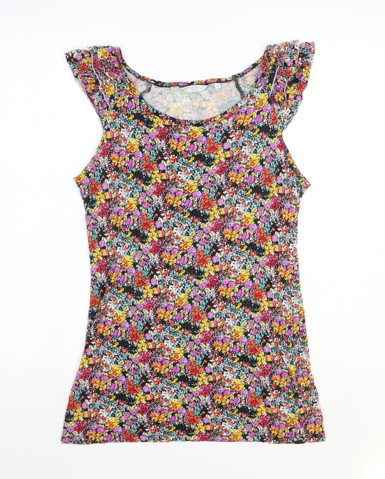 New Look Womens Multicoloured Geometric Viscose Basic Tank Size 16 Round Neck