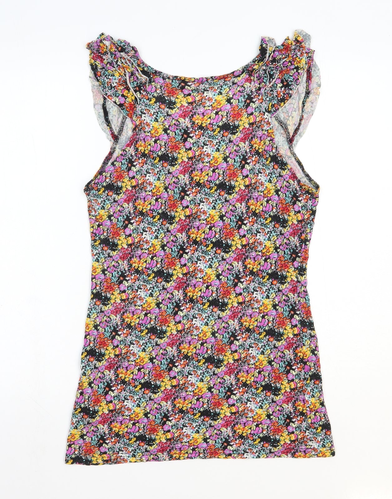 New Look Womens Multicoloured Geometric Viscose Basic Tank Size 16 Round Neck