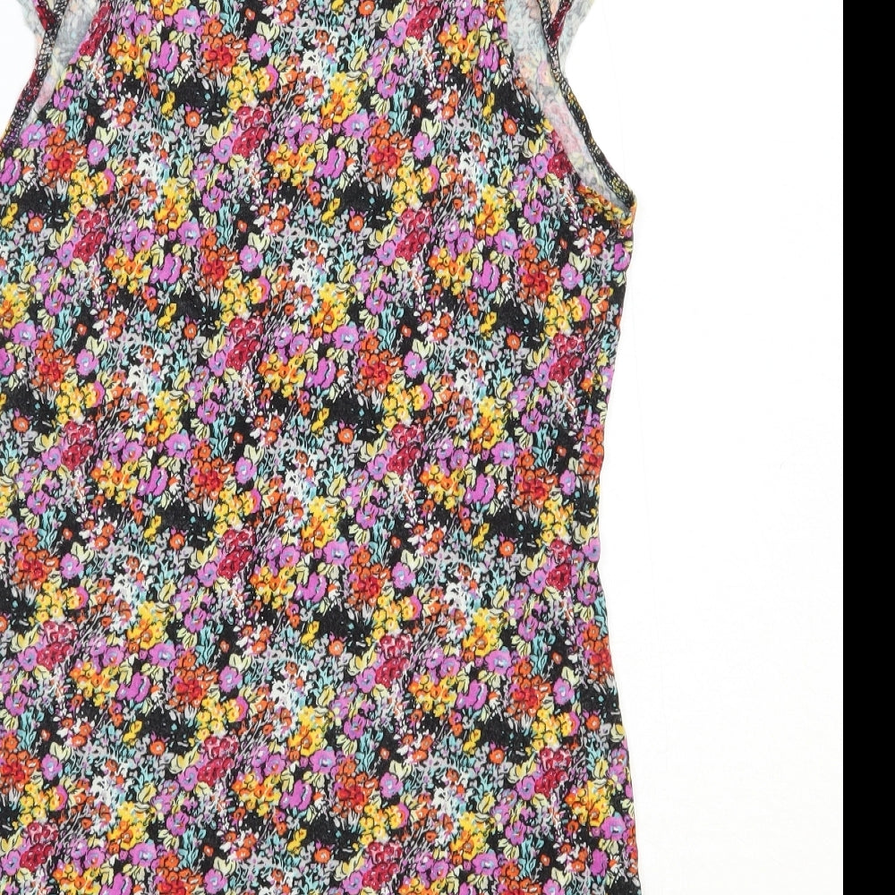 New Look Womens Multicoloured Geometric Viscose Basic Tank Size 16 Round Neck