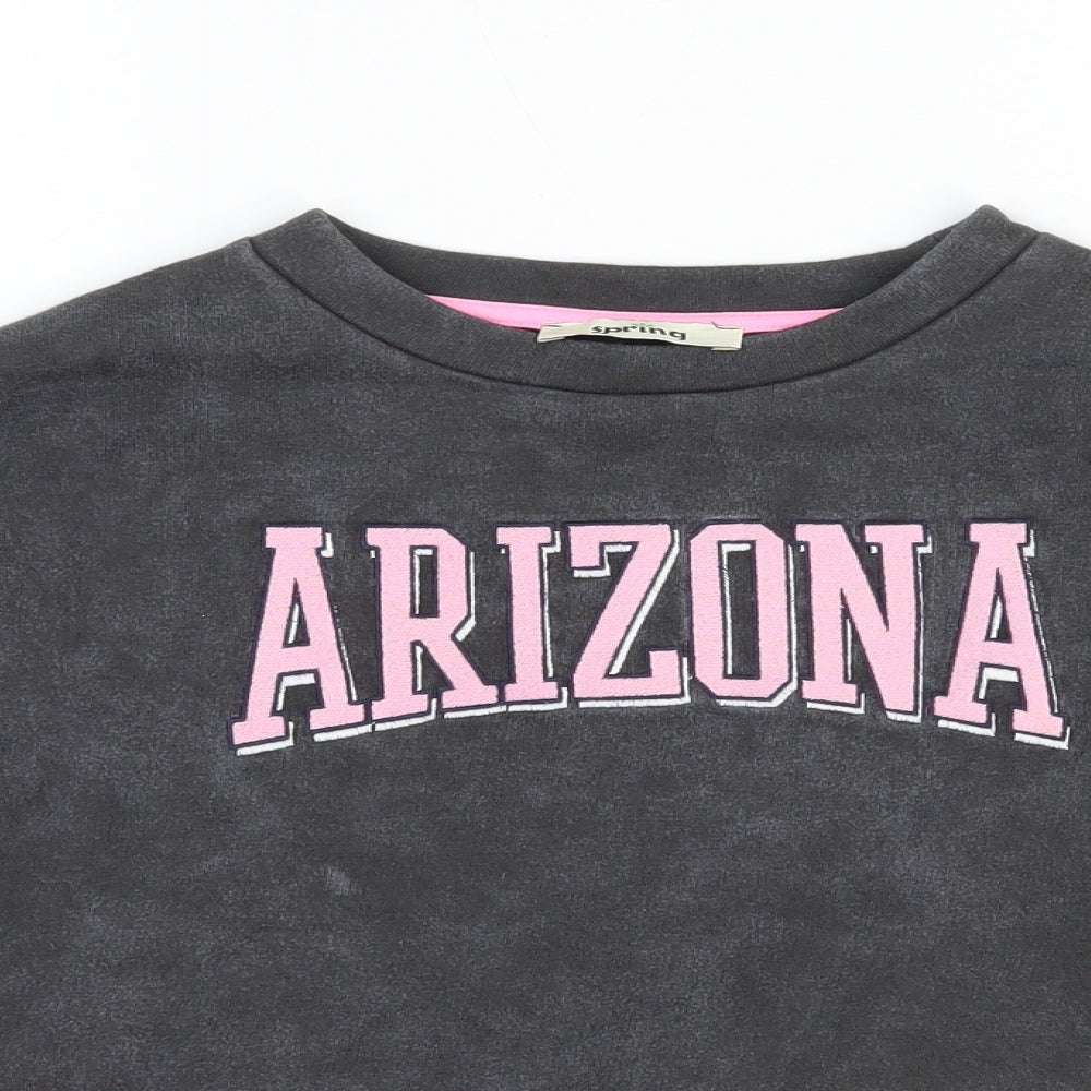 Spring Girls Grey Polyester Pullover Sweatshirt Size 6 Years Pullover - Arizona