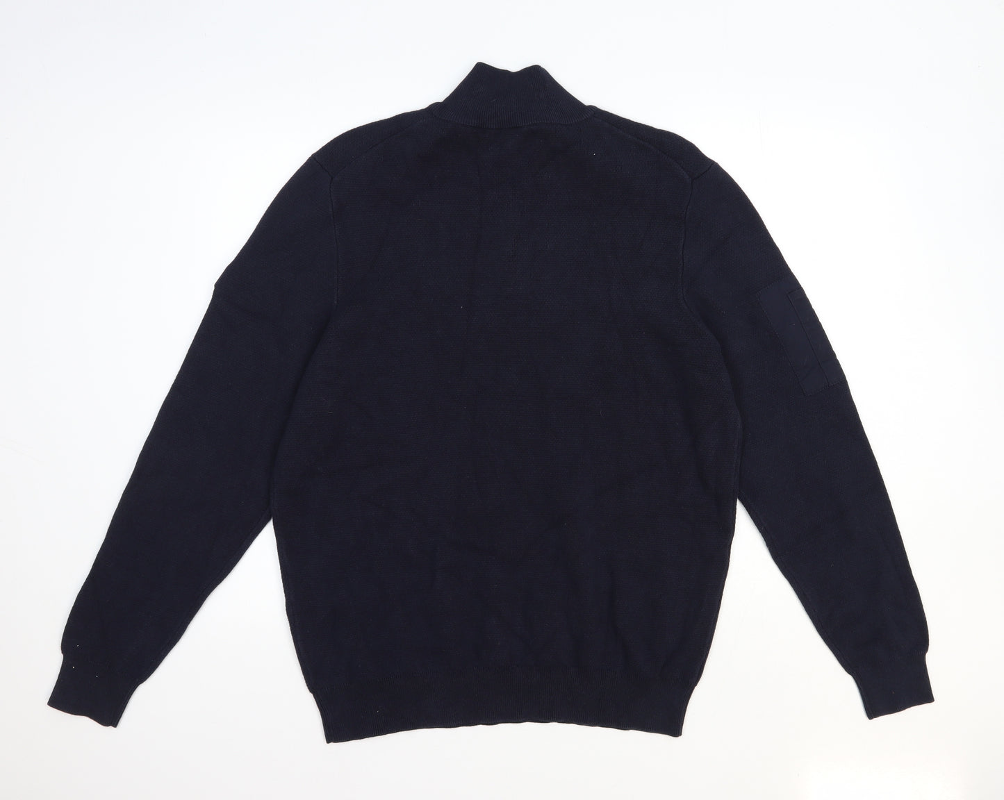 Preworn Mens Blue High Neck Acrylic Henley Jumper Size XL