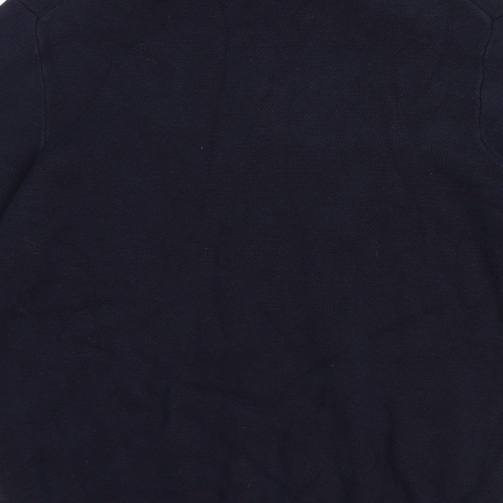 Preworn Mens Blue High Neck Acrylic Henley Jumper Size XL