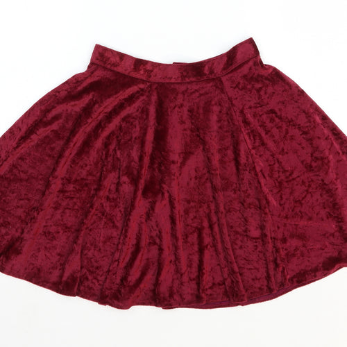 One and Only Girls Red Polyester Skater Skirt Size XS Regular Zip