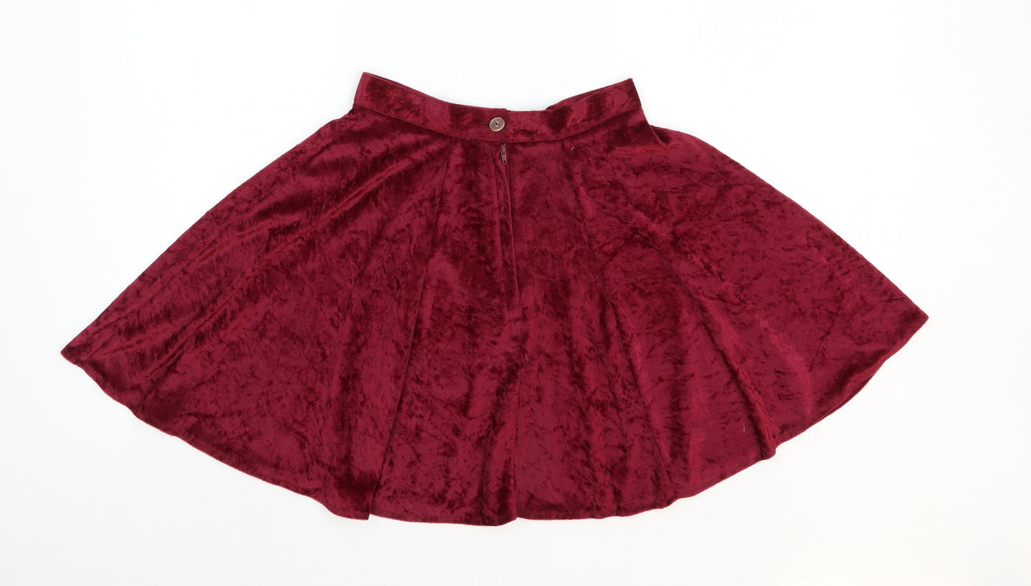 One and Only Girls Red Polyester Skater Skirt Size XS Regular Zip