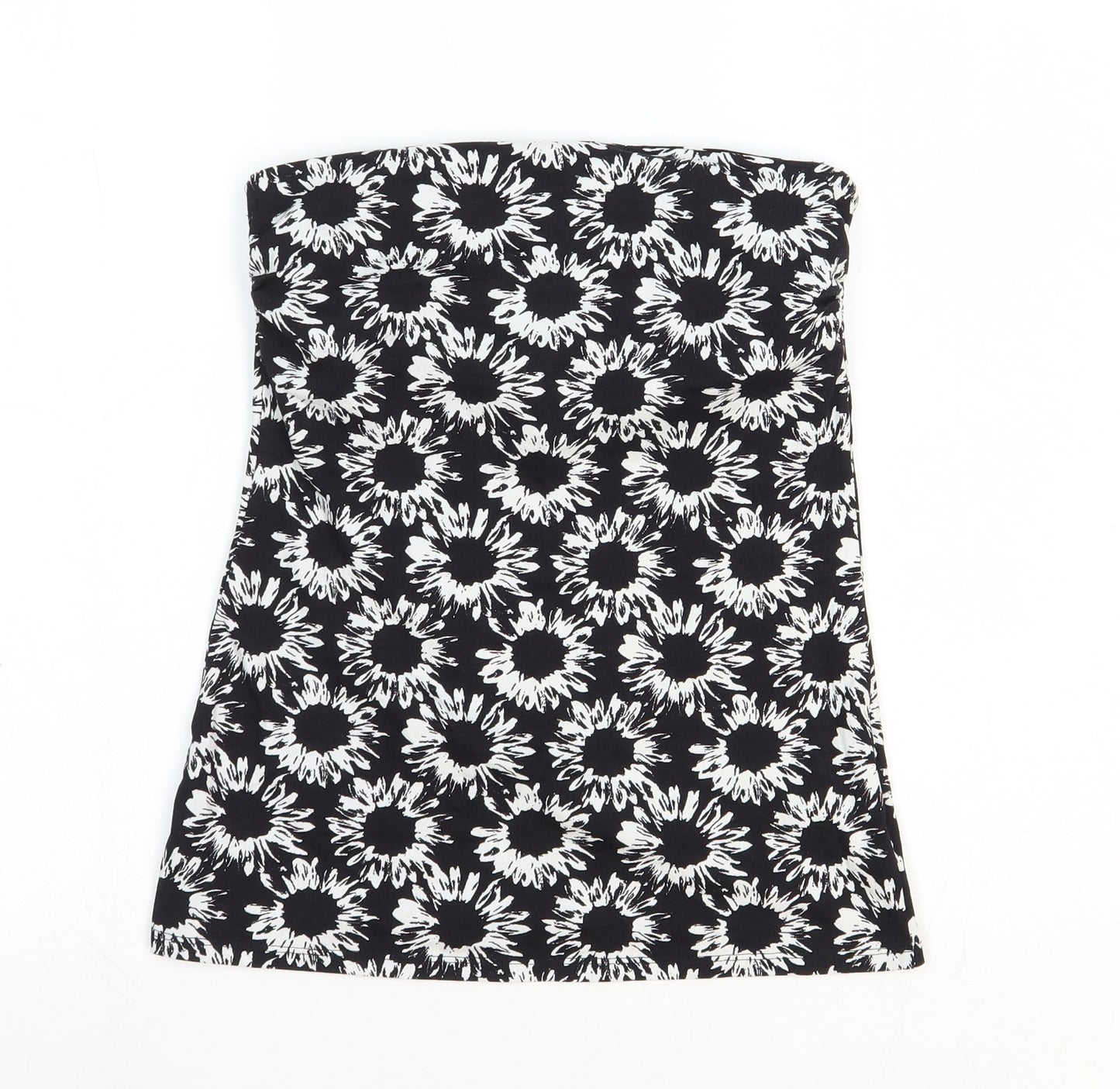 Matalan Womens Black Geometric Cotton Basic T-Shirt Size 12 Off the Shoulder - Sunflower print