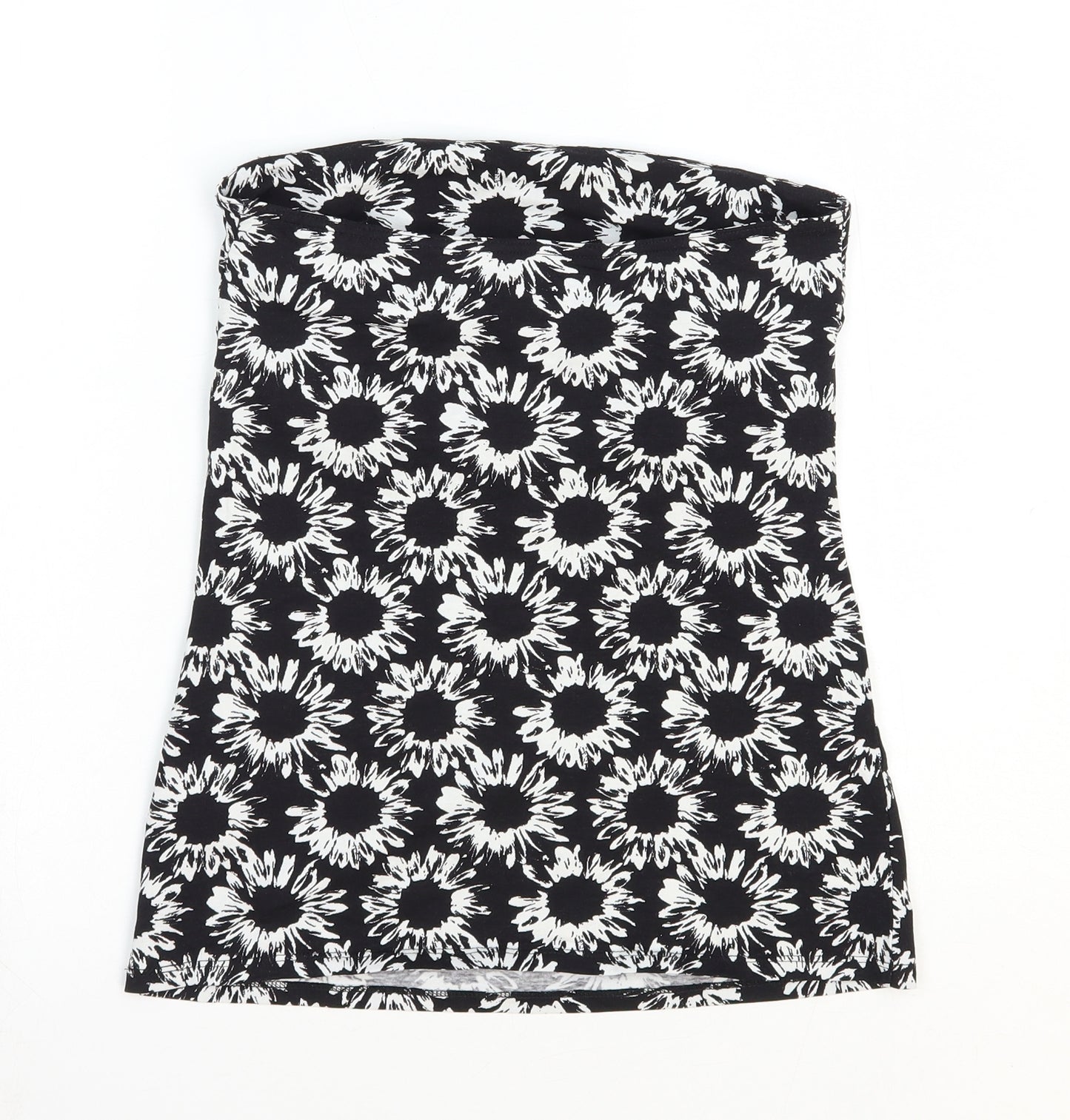 Matalan Womens Black Geometric Cotton Basic T-Shirt Size 12 Off the Shoulder - Sunflower print