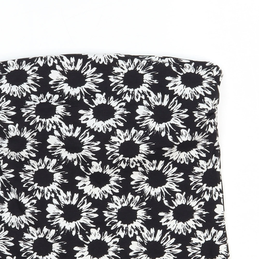 Matalan Womens Black Geometric Cotton Basic T-Shirt Size 12 Off the Shoulder - Sunflower print
