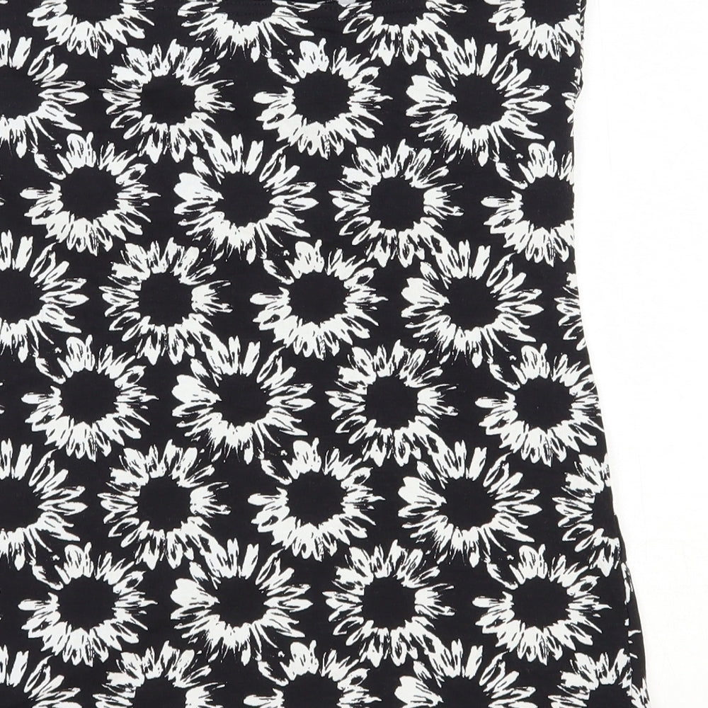 Matalan Womens Black Geometric Cotton Basic T-Shirt Size 12 Off the Shoulder - Sunflower print