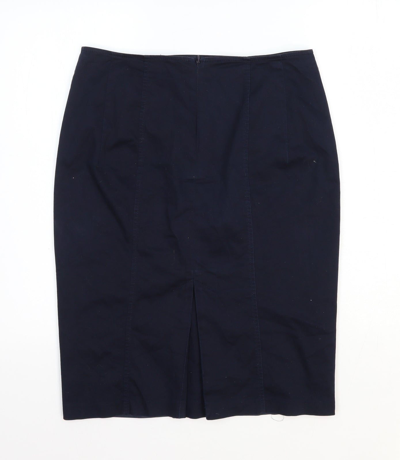 Marks and Spencer Womens Blue Cotton Straight & Pencil Skirt Size 12 Zip
