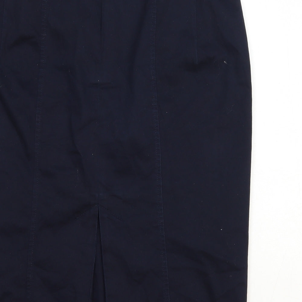 Marks and Spencer Womens Blue Cotton Straight & Pencil Skirt Size 12 Zip