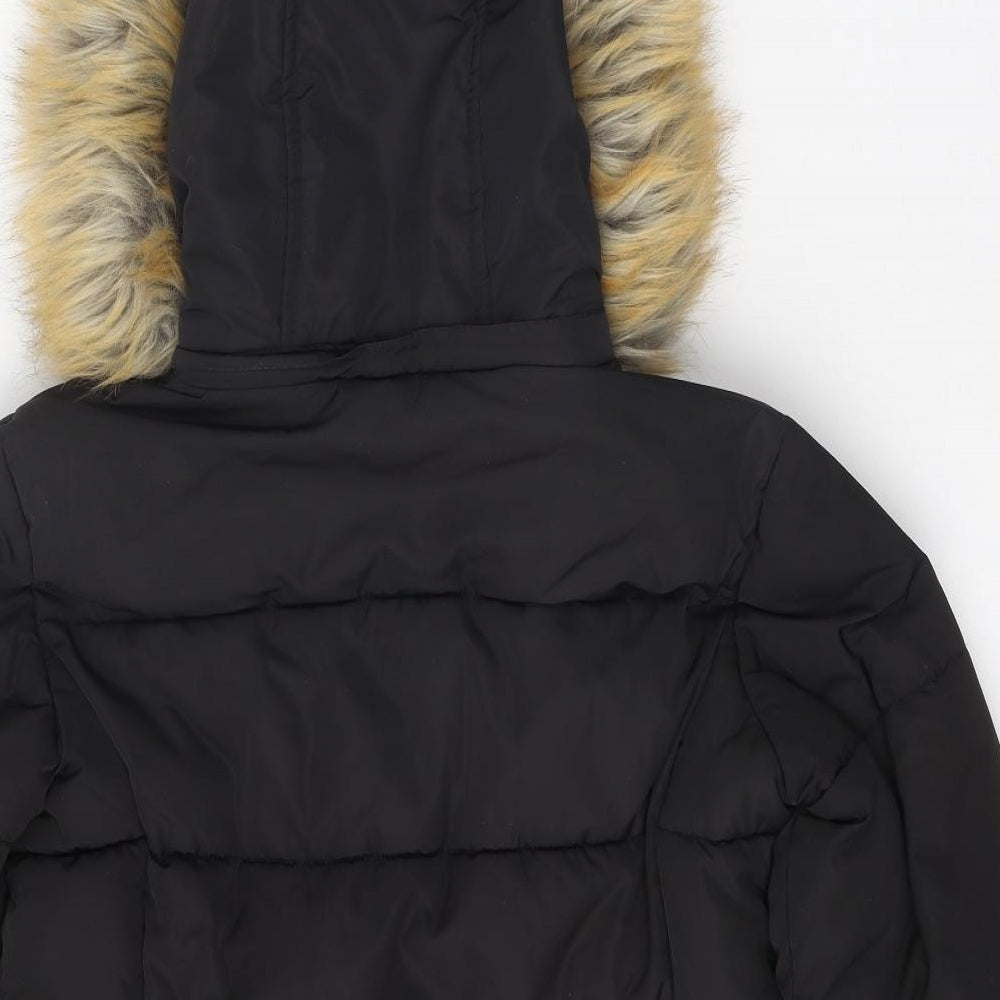 Topshop Womens Black Parka Coat Size 6 Zip