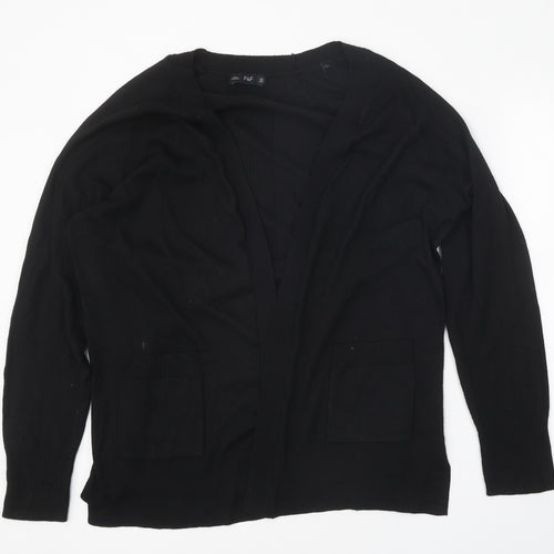 F&F Womens Black V-Neck Nylon Cardigan Jumper Size M