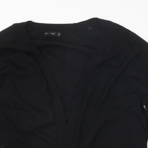 F&F Womens Black V-Neck Nylon Cardigan Jumper Size M