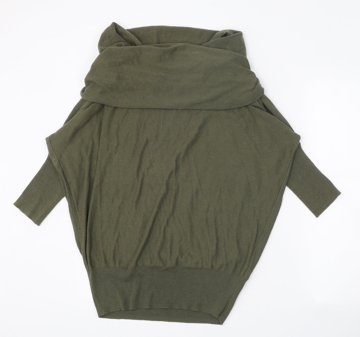 Cape Daisy Womens Green Roll Neck Cotton Pullover Jumper Size M