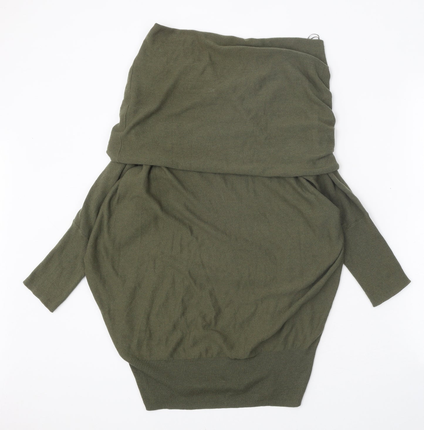 Cape Daisy Womens Green Roll Neck Cotton Pullover Jumper Size M