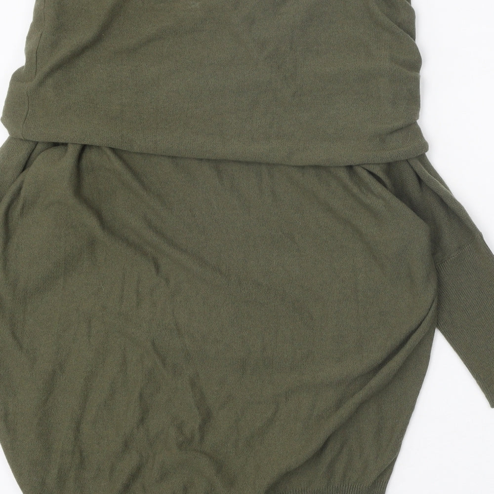 Cape Daisy Womens Green Roll Neck Cotton Pullover Jumper Size M