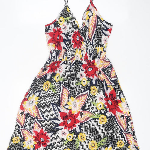 J.Stars Womens Multicoloured Floral Viscose Slip Dress Size S V-Neck Pullover